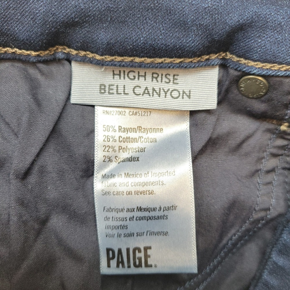 PAIGE Bell Canyon Flare Jeans Womens 28 Blue High Rise Bell Bottom Stretch Denim - Picture 6 of 11